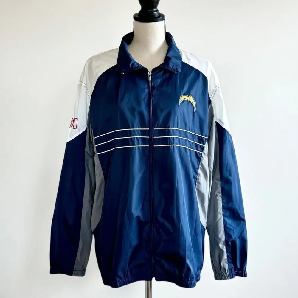 Los Angeles Chargers NFL Windbreaker Jacket Men’s XL Blue Colorblock Full Zip